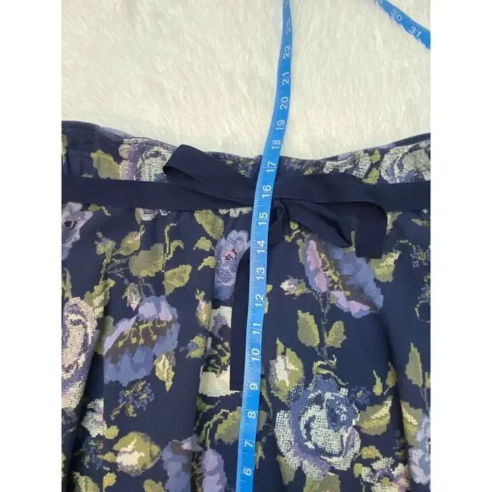 LC Lauren Conrad Women's Skirt Sz XL Blue Floral Paper Bag Waist‎ Mini